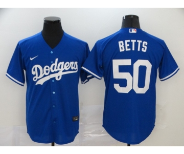 Men's Los Angeles Dodgers #50 Mookie Betts Blue Stitched MLB Cool Base Nike Jersey