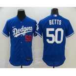 Men's Los Angeles Dodgers #50 Mookie Betts Blue Stitched MLB Flex Base Nike Jersey