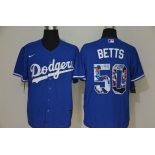 Men's Los Angeles Dodgers #50 Mookie Betts Blue Unforgettable Moment Stitched Fashion MLB Cool Base Nike Jersey