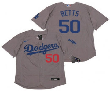 Men's Los Angeles Dodgers #50 Mookie Betts Gray Alternate Stitched MLB Flex Base Nike Jersey