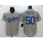 Men's Los Angeles Dodgers #50 Mookie Betts Gray Stitched MLB Cool Base Nike Jersey