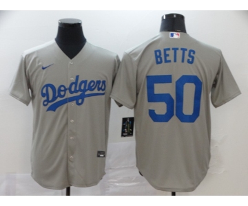 Men's Los Angeles Dodgers #50 Mookie Betts Gray Stitched MLB Cool Base Nike Jersey