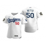 Men's Los Angeles Dodgers #50 Mookie Betts White 2020 World Series Authentic Flex Nike Jersey