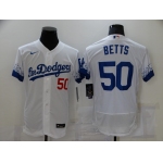 Men's Los Angeles Dodgers #50 Mookie Betts White 2021 City Connect Flex Base Stitched Jersey