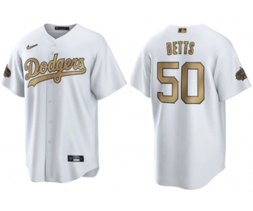 Men's Los Angeles Dodgers #50 Mookie Betts White 2022 All-Star Cool Base Stitched Baseball Jersey