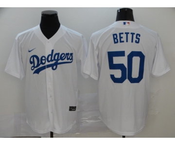 Men's Los Angeles Dodgers #50 Mookie Betts White Stitched MLB Cool Base Nike Jersey