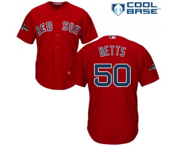 Red Sox #50 Mookie Betts Red Cool Base 2018 World Series Champions Stitched Youth Baseball Jersey