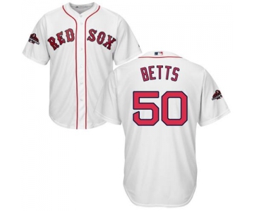 Red Sox #50 Mookie Betts White Cool Base 2018 World Series Champions Stitched Youth Baseball Jersey