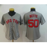 Women's Boston Red Sox #50 Mookie Betts Gray Road Stitched MLB Cool Base Jersey