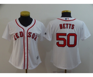 Women's Boston Red Sox #50 Mookie Betts White Home Stitched MLB Cool Base Jersey