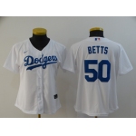 Women's Los Angeles Dodgers #50 Mookie Betts White Stitched MLB Cool Base Nike Jersey