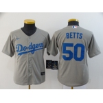 Youth Los Angeles Dodgers #50 Mookie Betts Gray Stitched MLB Cool Base Nike Jersey