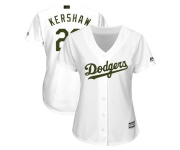 Dodgers #22 Clayton Kershaw White 2018 Memorial Day Cool Base Women's Stitched Baseball Jersey