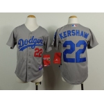 Los Angeles Dodgers #22 Clayton Kershaw 2014 Gray Kids Jersey