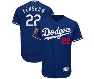 Los Angeles Dodgers #22 Clayton Kershaw Blue 2018 Spring Training Authentic Flex Base Stitched MLB Jersey