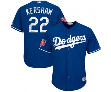 Los Angeles Dodgers #22 Clayton Kershaw Blue 2018 Spring Training Cool Base Stitched MLB Jersey