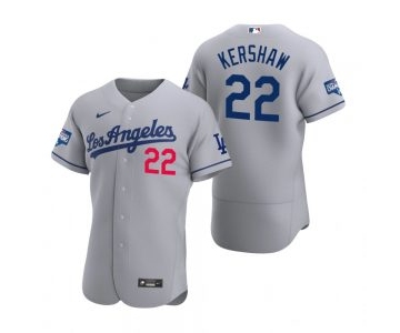 Los Angeles Dodgers #22 Clayton Kershaw Gray 2020 World Series Champions Road Jersey