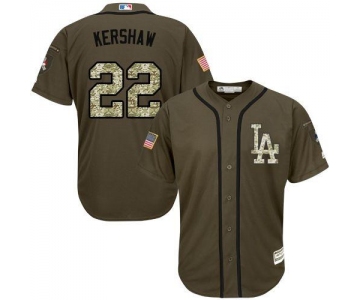Los Angeles Dodgers #22 Clayton Kershaw Green Salute to Service Stitched MLB Jersey