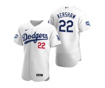 Los Angeles Dodgers #22 Clayton Kershaw White 2020 World Series Champions Jersey