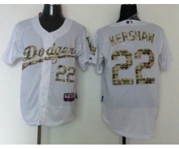 Los Angeles Dodgers #22 Clayton Kershaw White With Camo Jersey