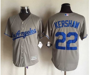 Men's Los Angeles Dodgers #22 Clayton Kershaw Away Gray 2015 MLB Cool Base Jersey