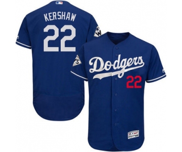Men's Los Angeles Dodgers #22 Clayton Kershaw Blue Flexbase Authentic Collection 2017 World Series Bound Stitched MLB Jersey
