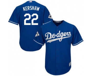 Men's Los Angeles Dodgers #22 Clayton Kershaw Blue New Cool Base 2017 World Series Bound Stitched MLB Jersey