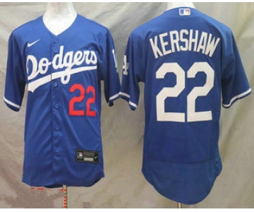 Men's Los Angeles Dodgers #22 Clayton Kershaw Blue Stitched MLB Flex Base Nike Jersey