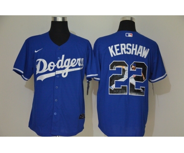 Men's Los Angeles Dodgers #22 Clayton Kershaw Blue Unforgettable Moment Stitched Fashion MLB Cool Base Nike Jersey