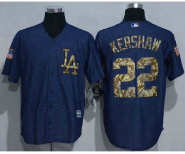 Men's Los Angeles Dodgers #22 Clayton Kershaw Denim Blue Salute to Service Stitched MLB Jersey