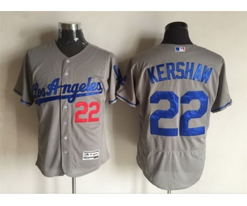Men's Los Angeles Dodgers #22 Clayton Kershaw Gray Road 2016 Flexbase Majestic Baseball Jersey