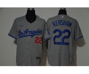 Men's Los Angeles Dodgers #22 Clayton Kershaw Gray Stitched MLB Flex Base Nike Jersey