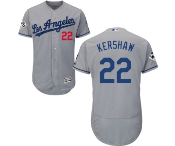 Men's Los Angeles Dodgers #22 Clayton Kershaw Grey Flexbase Authentic Collection 2017 World Series Bound Stitched MLB Jersey