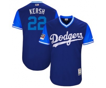 Men's Los Angeles Dodgers 22 Clayton Kershaw Kersh Majestic Royal 2018 Players' Weekend Authentic Jersey