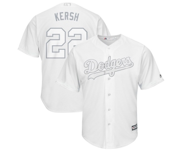 Men's Los Angeles Dodgers 22 Clayton Kershaw Kersh White 2019 Players' Weekend Player Jersey