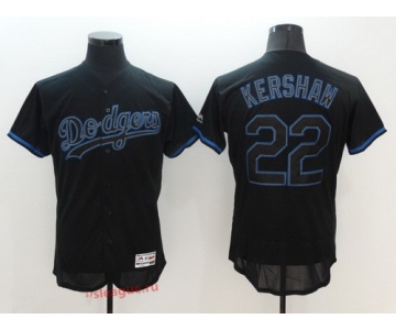 Men's Los Angeles Dodgers #22 Clayton Kershaw Lights Out Black Fashion 2016 Flex Base Majestic Stitched MLB Jersey
