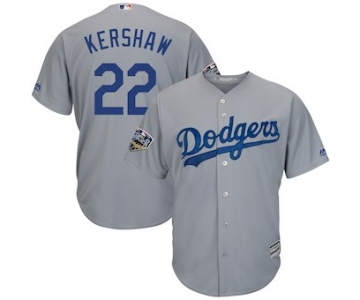 Men's Los Angeles Dodgers #22 Clayton Kershaw Majestic Gray 2018 World Series Cool Base Player Jersey