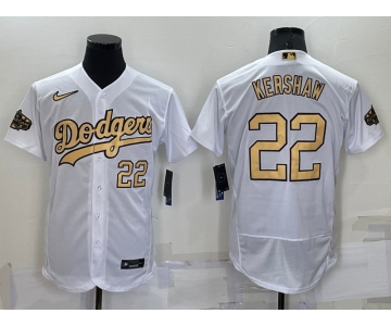 Men's Los Angeles Dodgers #22 Clayton Kershaw Number White 2022 All Star Stitched Flex Base Nike Jersey