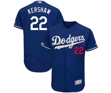 Men's Los Angeles Dodgers 22 Clayton Kershaw Royal 150th Patch Flexbase Jersey