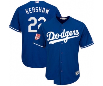 Men's Los Angeles Dodgers 22 Clayton Kershaw Royal 2019 Spring Training Cool Base Jersey