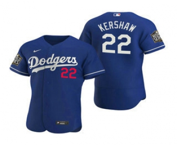 Men's Los Angeles Dodgers #22 Clayton Kershaw Royal 2020 World Series Authentic Flex Nike Jersey