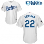 Men's Los Angeles Dodgers #22 Clayton Kershaw White New Cool Base 2017 World Series Bound Stitched MLB Jersey