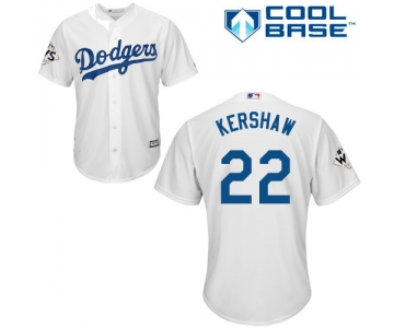 Men's Los Angeles Dodgers #22 Clayton Kershaw White New Cool Base 2017 World Series Bound Stitched MLB Jersey