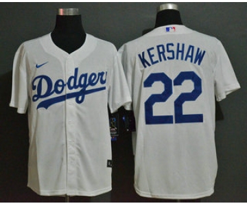 Men's Los Angeles Dodgers #22 Clayton Kershaw White Stitched MLB Cool Base Nike Jersey