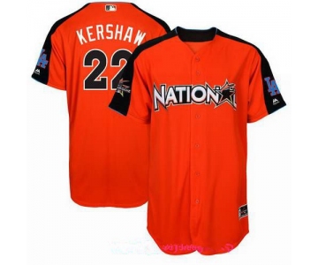 Men's National League Los Angeles Dodgers #22 Clayton Kershaw Majestic Orange 2017 MLB All-Star Game Authentic Home Run Derby Jersey