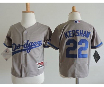 Toddler Los Angeles Dodgers #22 Clayton Kershaw Gray Road Stitched MLB Majestic Cool Base Jersey