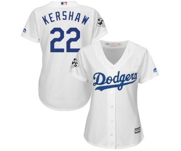 Women's Los Angeles Dodgers #22 Clayton Kershaw White 2017 World Series Bound Cool Base Player Jersey