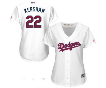 Women's Los Angeles Dodgers #22 Clayton Kershaw White Stars & Stripes Fashion Independence Day Stitched MLB Majestic Cool Base Jersey