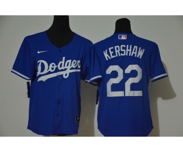 Youth Los Angeles Dodgers #22 Clayton Kershaw Blue Stitched MLB Cool Base Nike Jersey