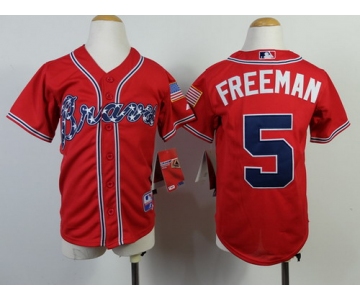 Atlanta Braves #5 Freddie Freeman 2014 Red Kids Jersey